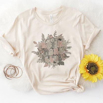 Vintage Praying Moms Club Tee Shirts For Women - Christian Shirts for Women - Religious Tee Shirts