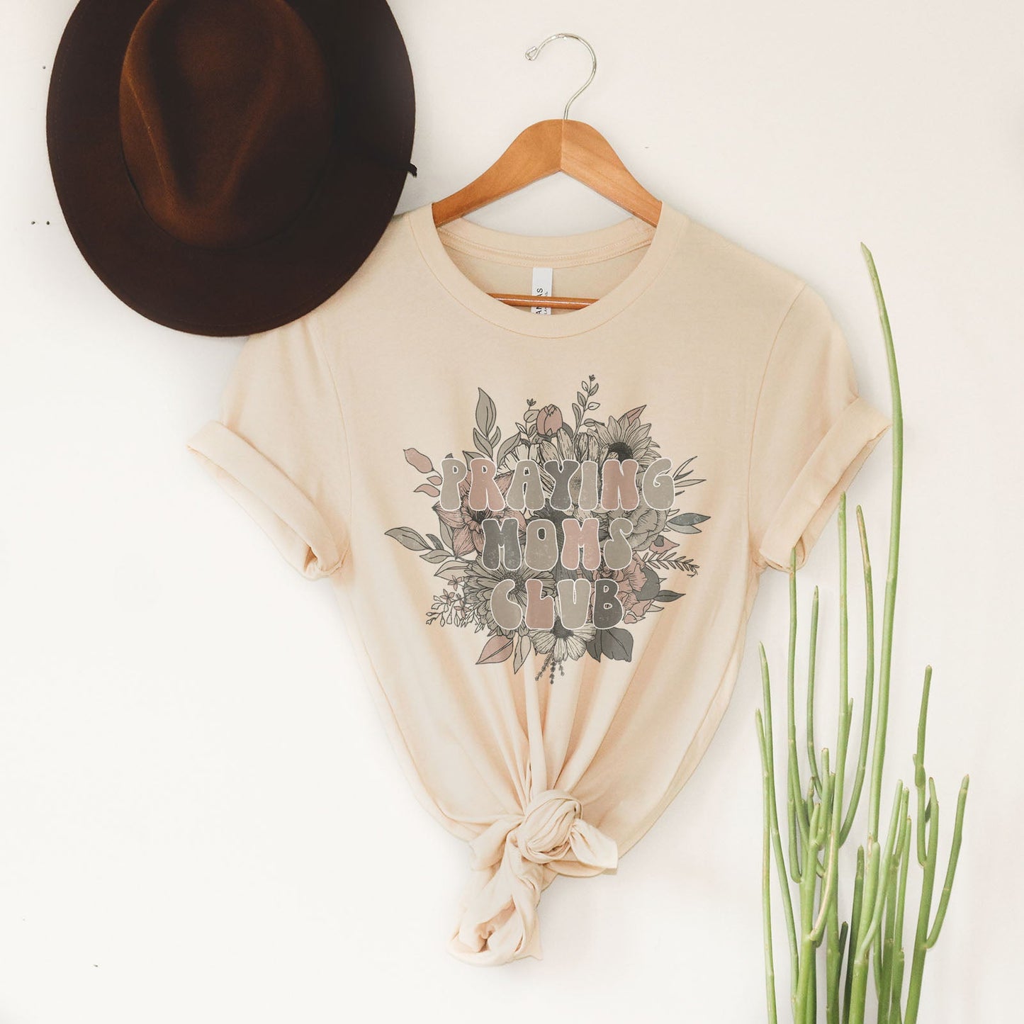 Vintage Praying Moms Club Tee Shirts For Women - Christian Shirts for Women - Religious Tee Shirts