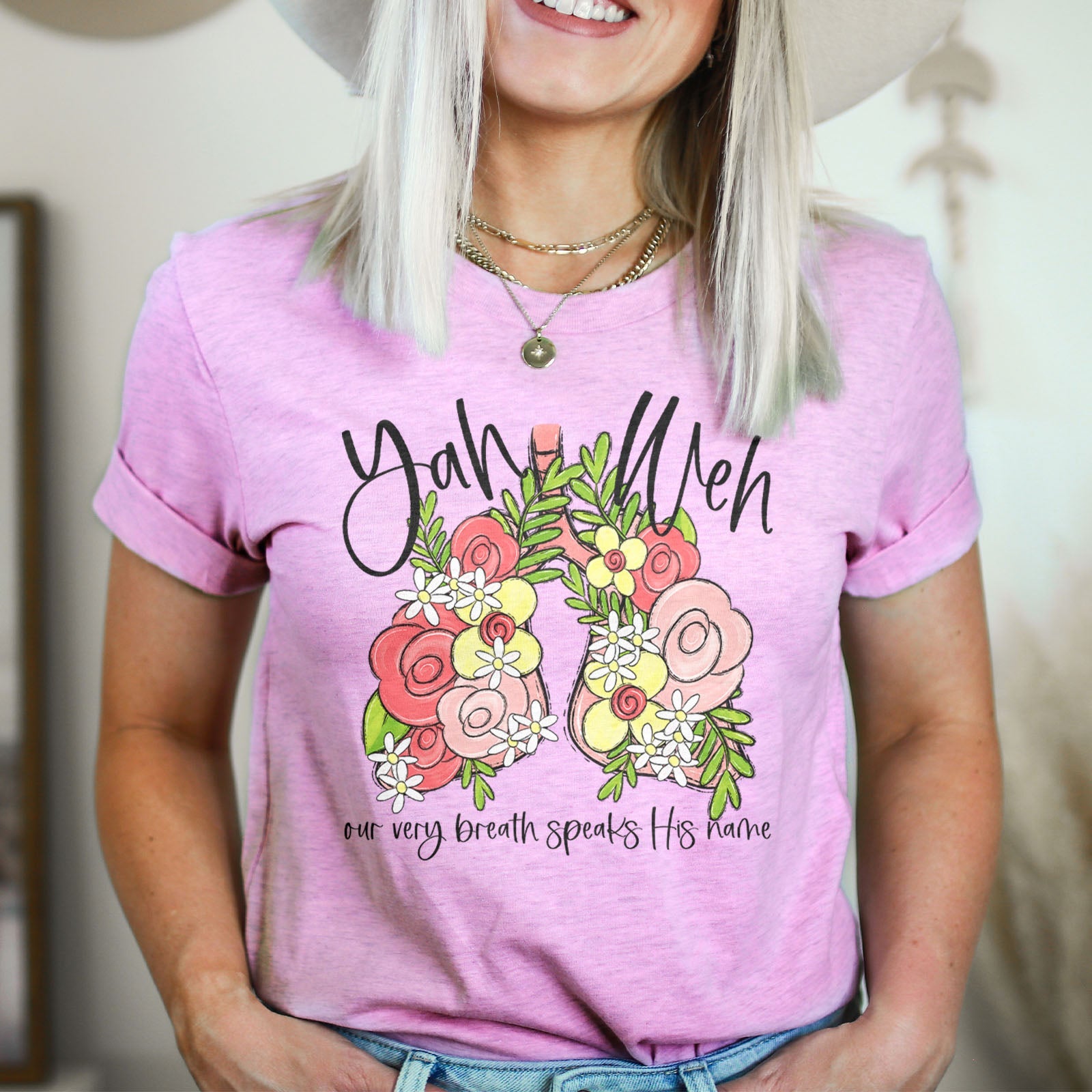 Yah Weh Our Very Breath Speaks His Name Tee Shirts For Women - Christian Shirts for Women - Religious Tee Shirts