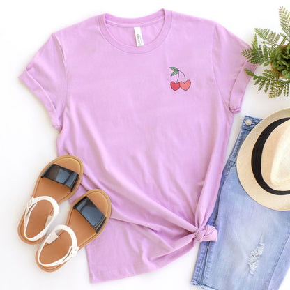 Cherry Hearts Badge Tee Shirts For Women - Christian Shirts for Women - Religious Tee Shirts