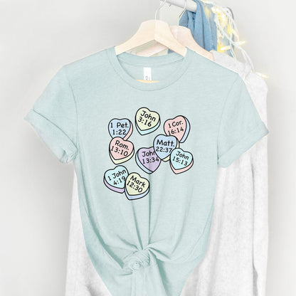 Conversation Hearts Tee Shirts For Women - Christian Shirts for Women - Religious Tee Shirts