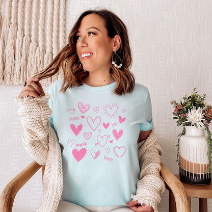 Doodle Hearts Tee Shirts For Women - Christian Shirts for Women - Religious Tee Shirts