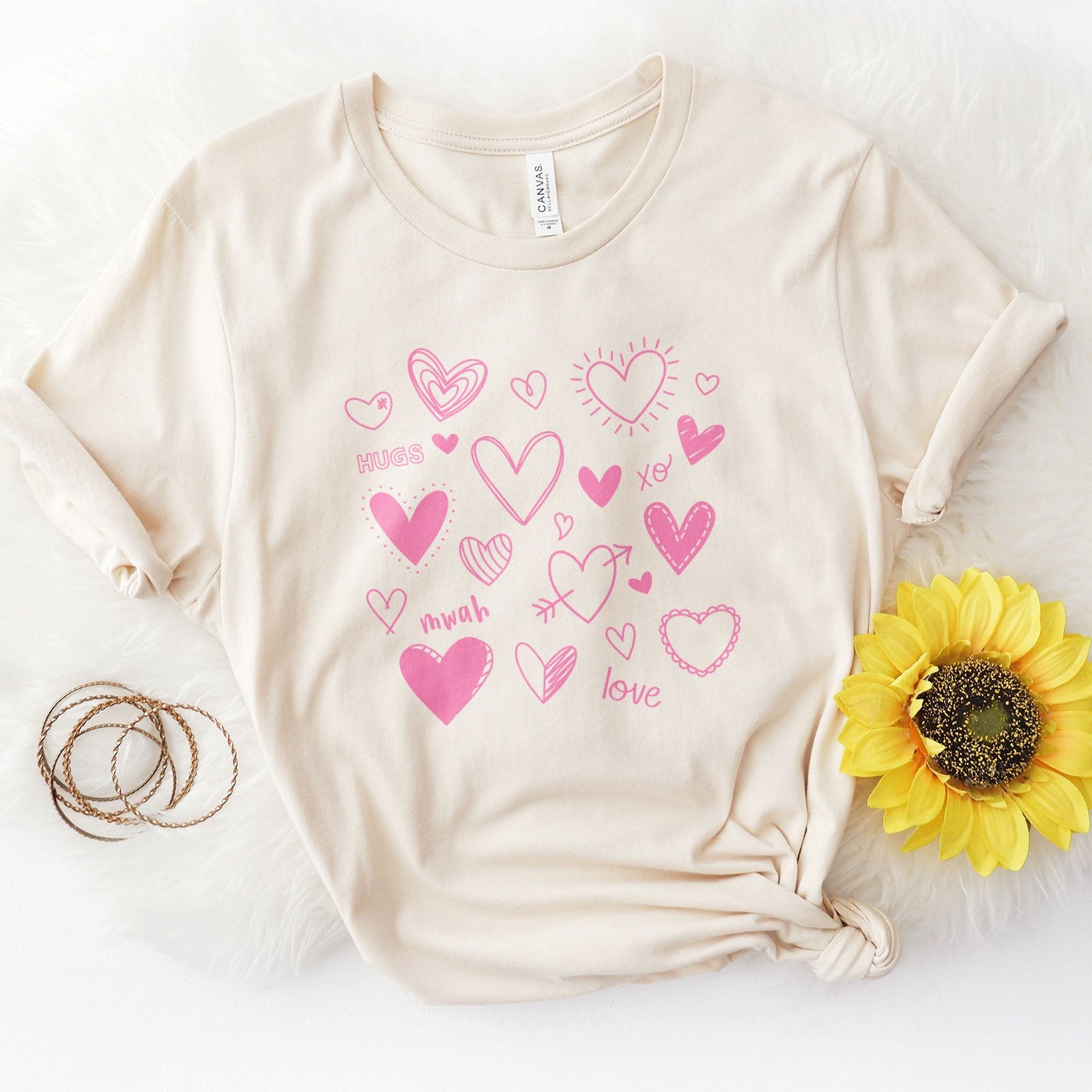 Doodle Hearts Tee Shirts For Women - Christian Shirts for Women - Religious Tee Shirts