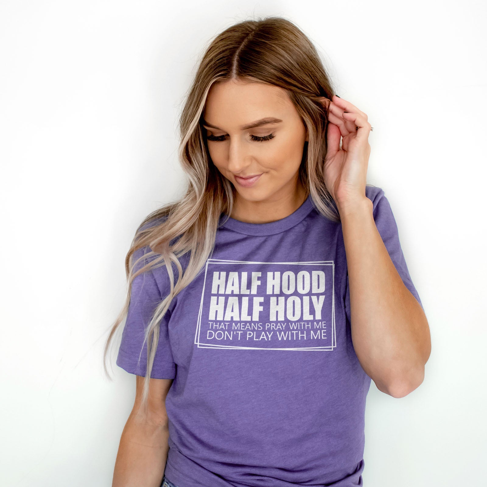 Half Hood Half Holy Tee Shirts For Women - Christian Shirts for Women - Religious Tee Shirts