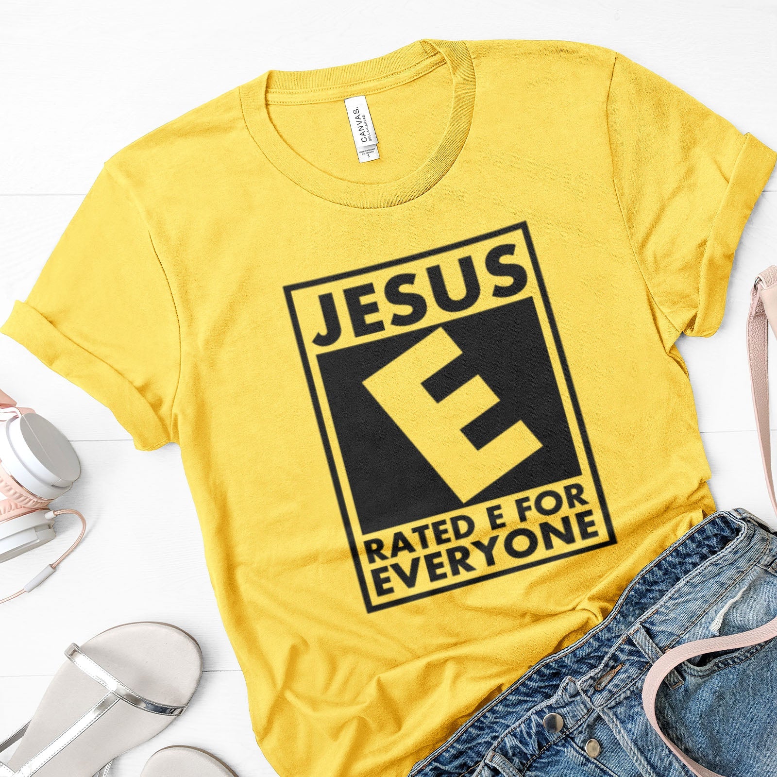Jesus Rated E For Everyone Tee Shirts For Women - Christian Shirts for Women - Religious Tee Shirts