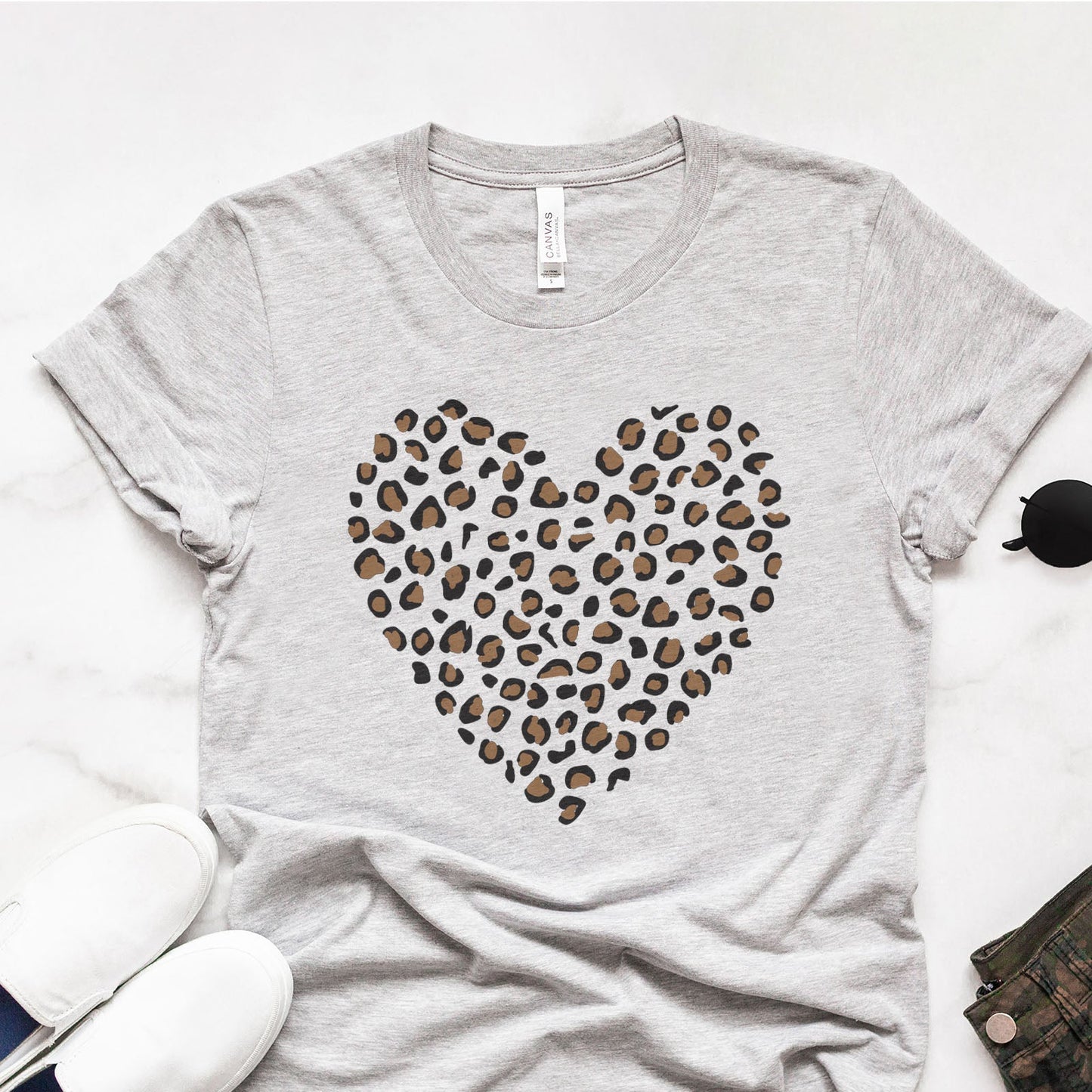 Leopard Heart Tee Shirts For Women - Christian Shirts for Women - Religious Tee Shirts