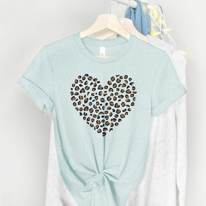 Leopard Heart Tee Shirts For Women - Christian Shirts for Women - Religious Tee Shirts