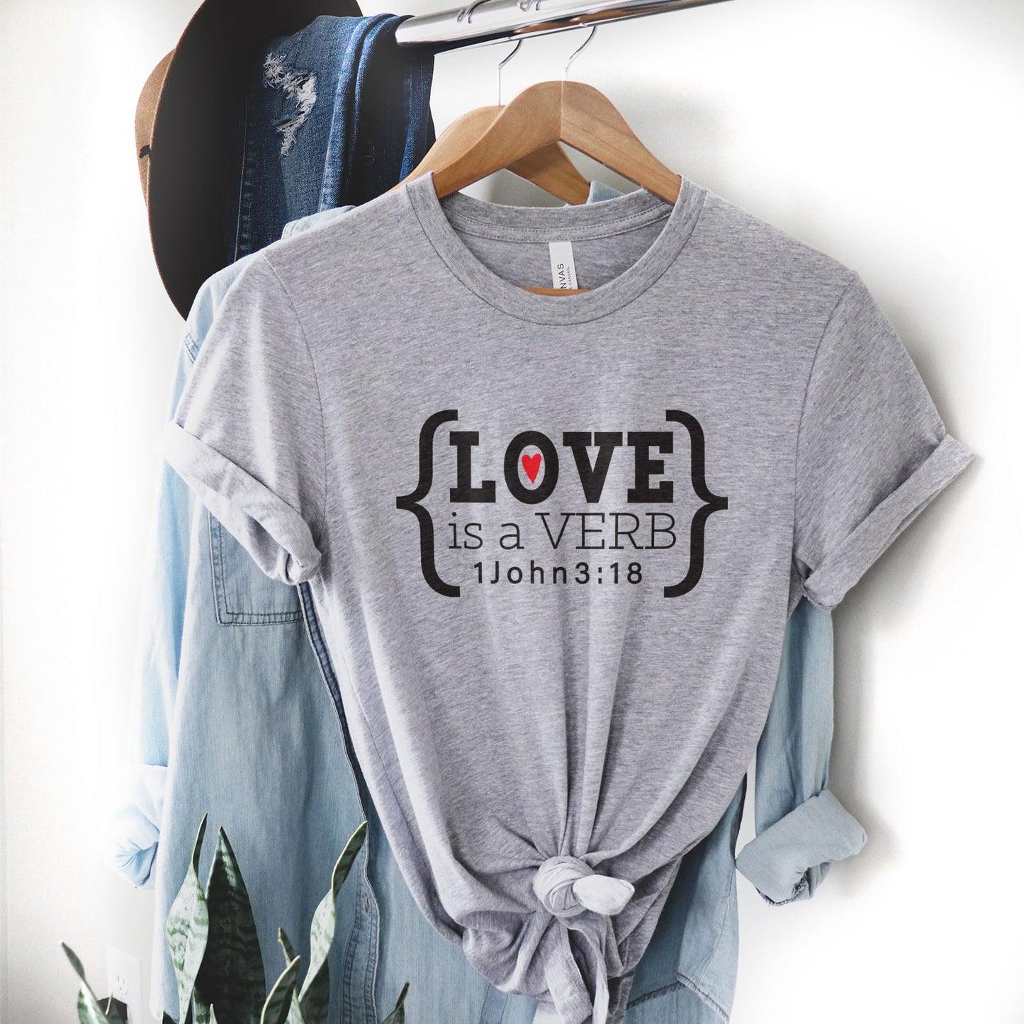 Love is a Verb John 3:18 Tee Shirts For Women - Christian Shirts for Women - Religious Tee Shirts