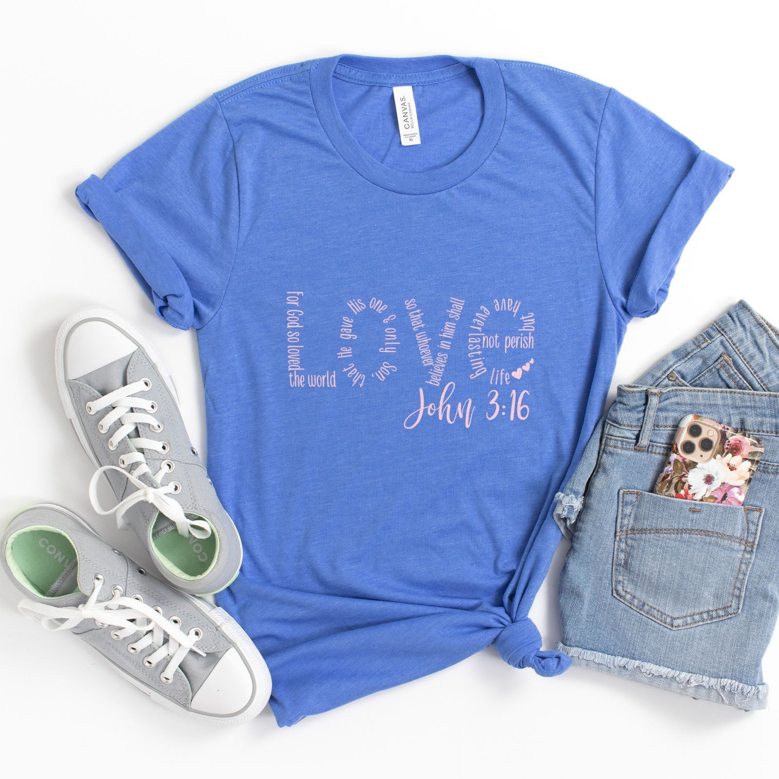 Love John 3:16 Tee Shirts For Women - Christian Shirts for Women - Religious Tee Shirts
