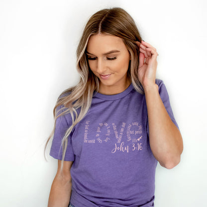 Love John 3:16 Tee Shirts For Women - Christian Shirts for Women - Religious Tee Shirts