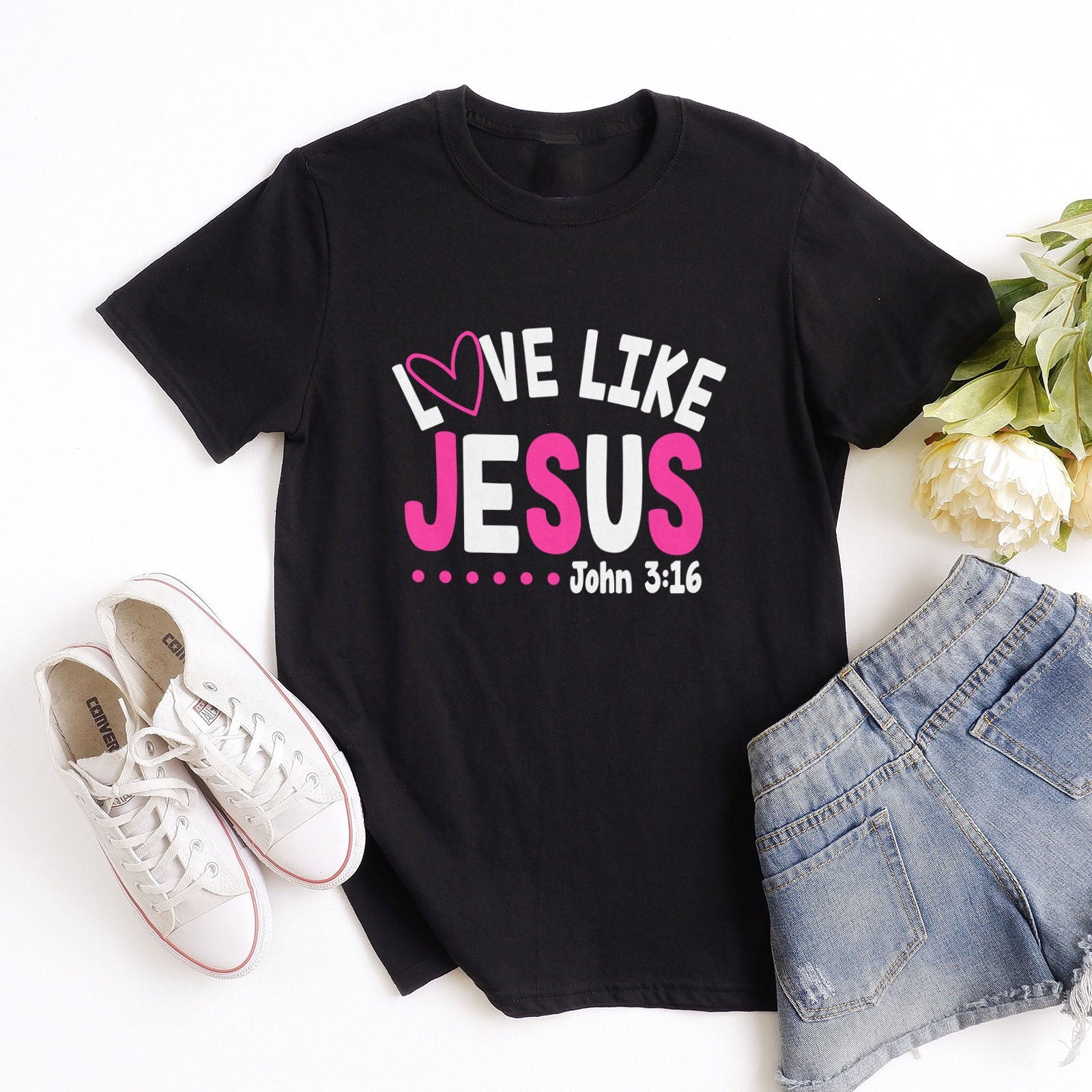 Love Like Jesus John 3:16 Tee Shirts For Women - Christian Shirts for Women - Religious Tee Shirts