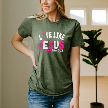 Love Like Jesus John 3:16 Tee Shirts For Women - Christian Shirts for Women - Religious Tee Shirts