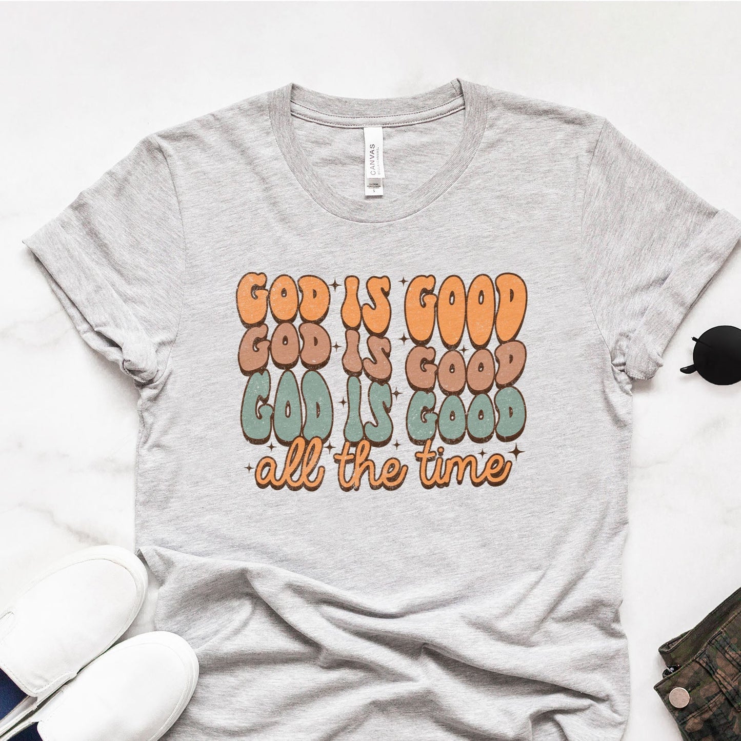 God Is Good All The Time Fall Tee Shirts For Women - Christian Shirts for Women - Religious Tee Shirts