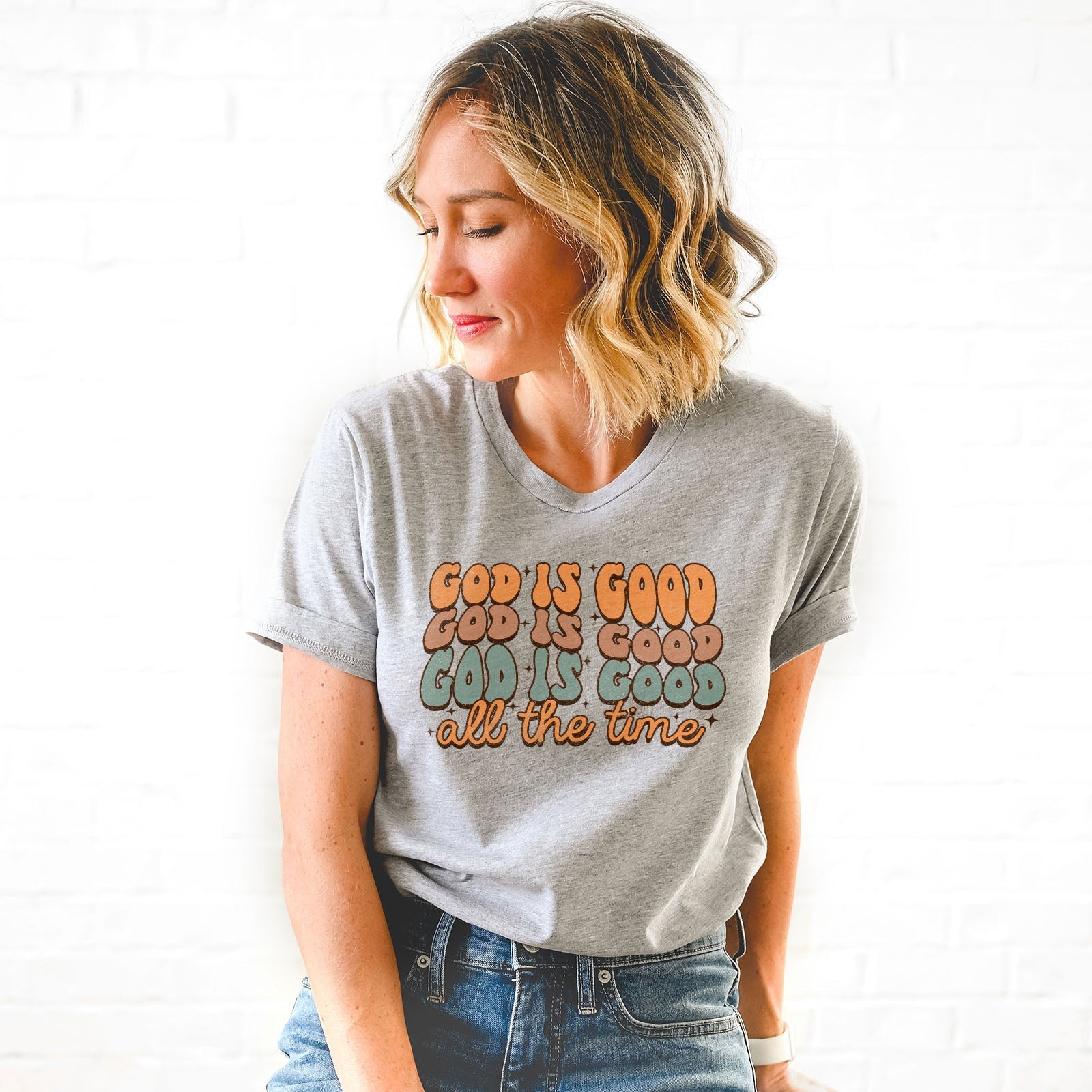 God Is Good All The Time Fall Tee Shirts For Women - Christian Shirts for Women - Religious Tee Shirts