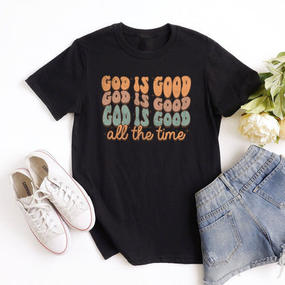 God Is Good All The Time Fall Tee Shirts For Women - Christian Shirts for Women - Religious Tee Shirts