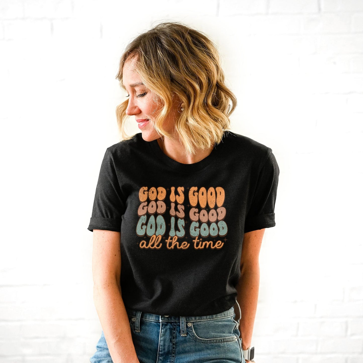 God Is Good All The Time Fall Tee Shirts For Women - Christian Shirts for Women - Religious Tee Shirts