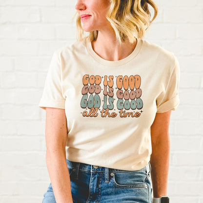 God Is Good All The Time Fall Tee Shirts For Women - Christian Shirts for Women - Religious Tee Shirts