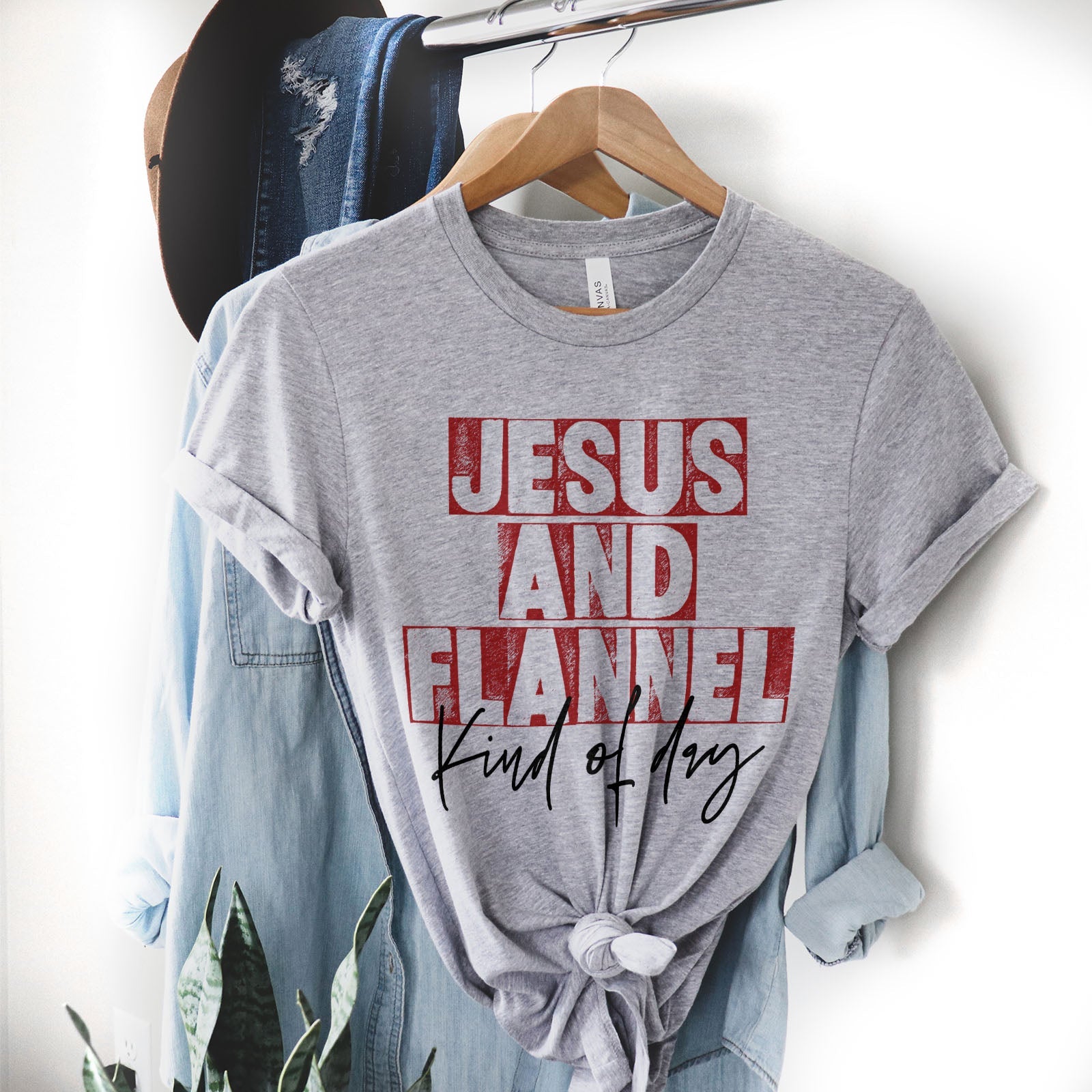 Jesus An Flannel Kind Of Day Tee Shirts For Women - Christian Shirts for Women - Religious Tee Shirts