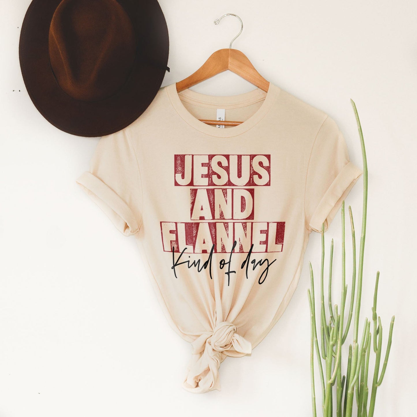 Jesus An Flannel Kind Of Day Tee Shirts For Women - Christian Shirts for Women - Religious Tee Shirts