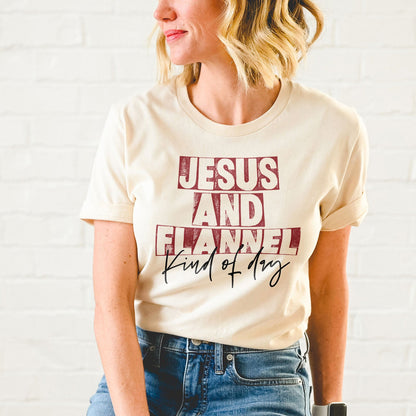 Jesus An Flannel Kind Of Day Tee Shirts For Women - Christian Shirts for Women - Religious Tee Shirts