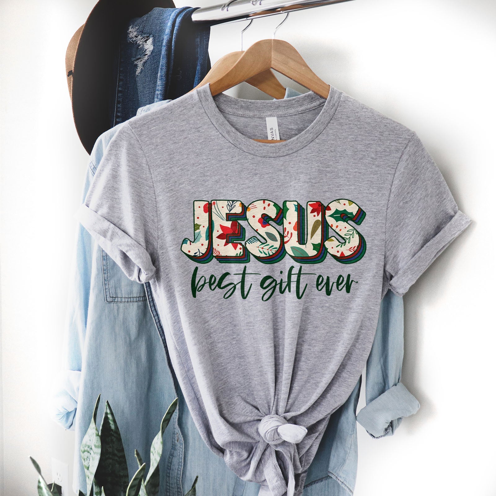 Jesus Best Gift Ever Tee Shirts For Women - Christian Shirts for Women - Religious Tee Shirts
