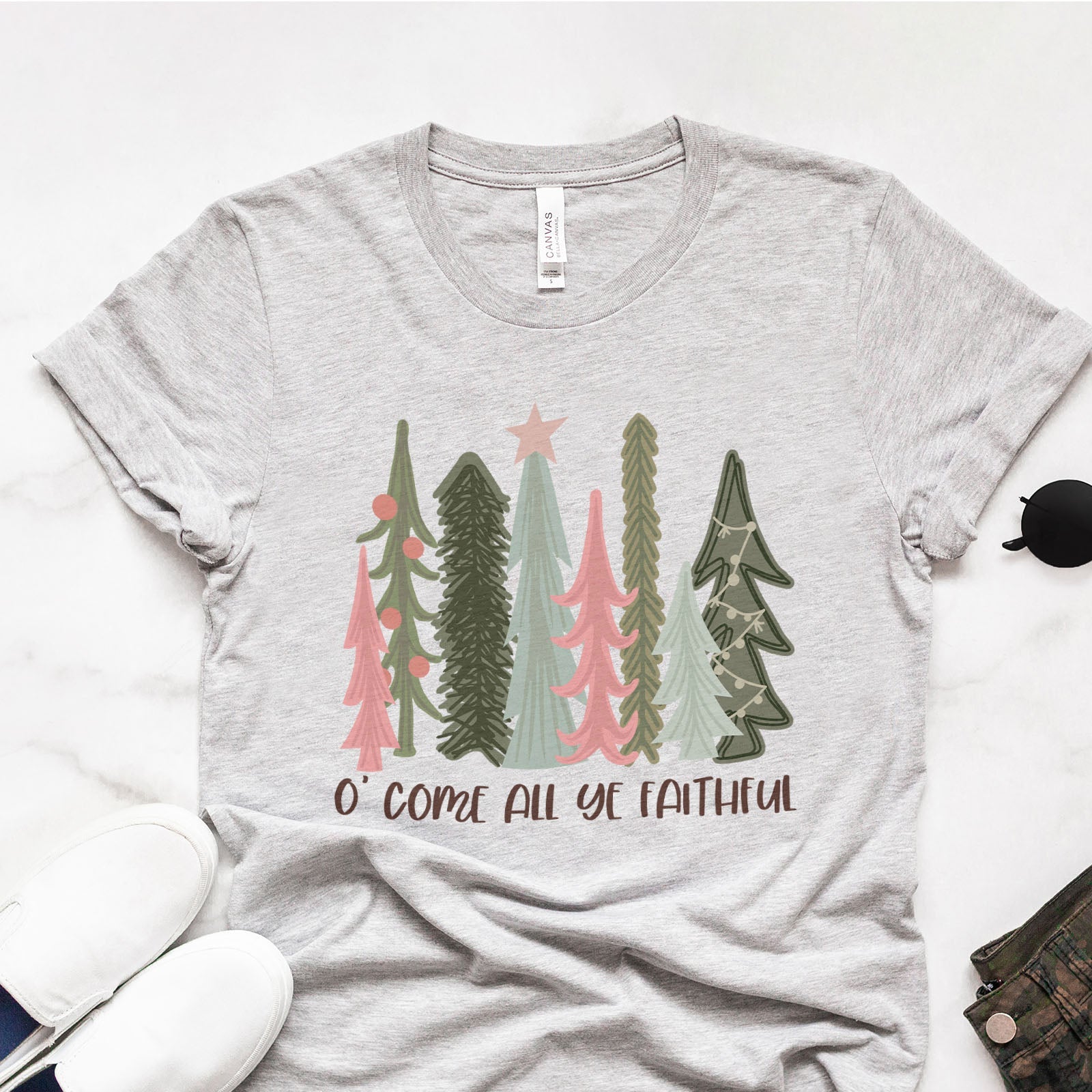 O Come All Ye Faithful Tee Shirts For Women - Christian Shirts for Women - Religious Tee Shirts