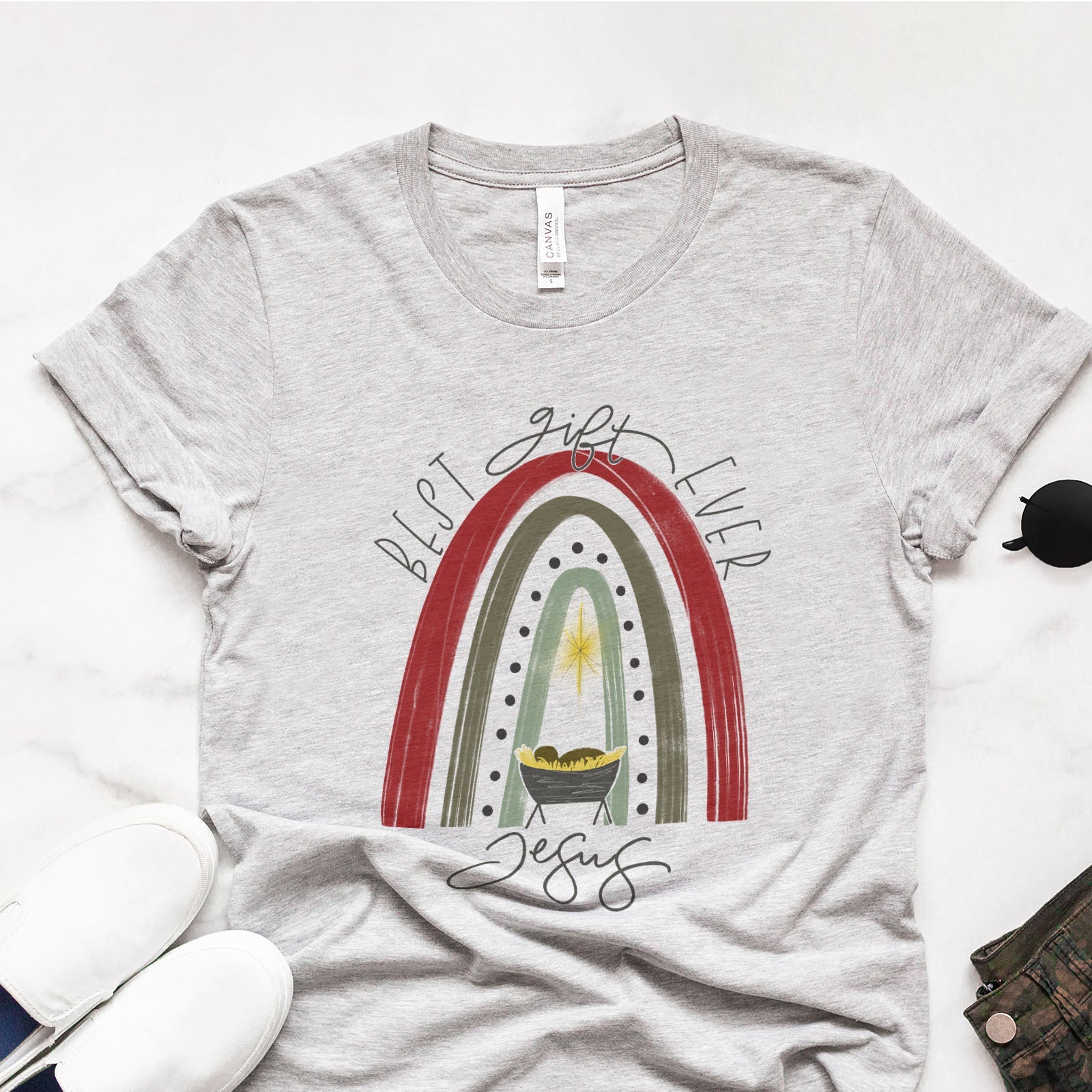 Rainbow Best Gift Ever Jesus Tee Shirts For Women - Christian Shirts for Women - Religious Tee Shirts