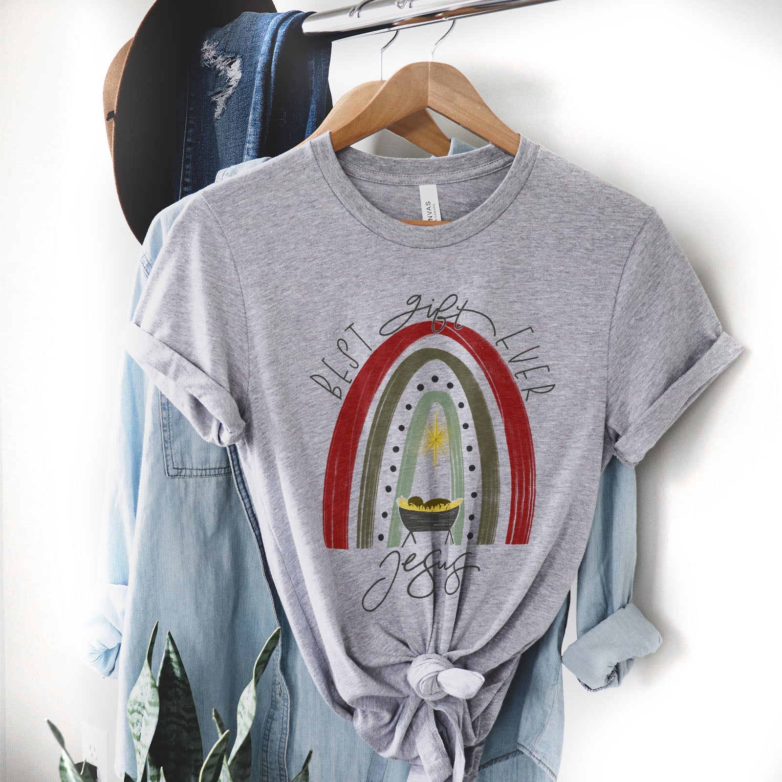 Rainbow Best Gift Ever Jesus Tee Shirts For Women - Christian Shirts for Women - Religious Tee Shirts