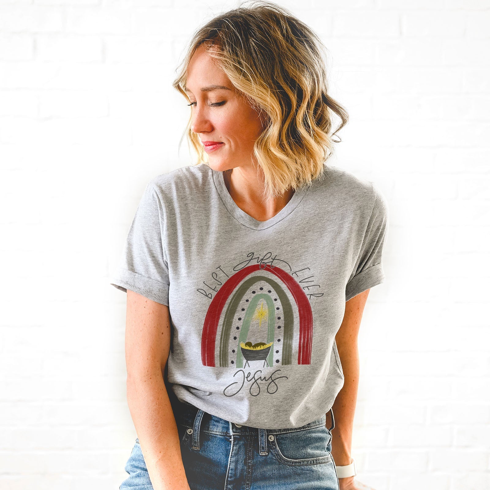 Rainbow Best Gift Ever Jesus Tee Shirts For Women - Christian Shirts for Women - Religious Tee Shirts