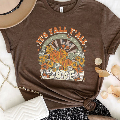 It's Fall Y'all Retro Tee Shirts For Women - Christian Shirts for Women - Religious Tee Shirts