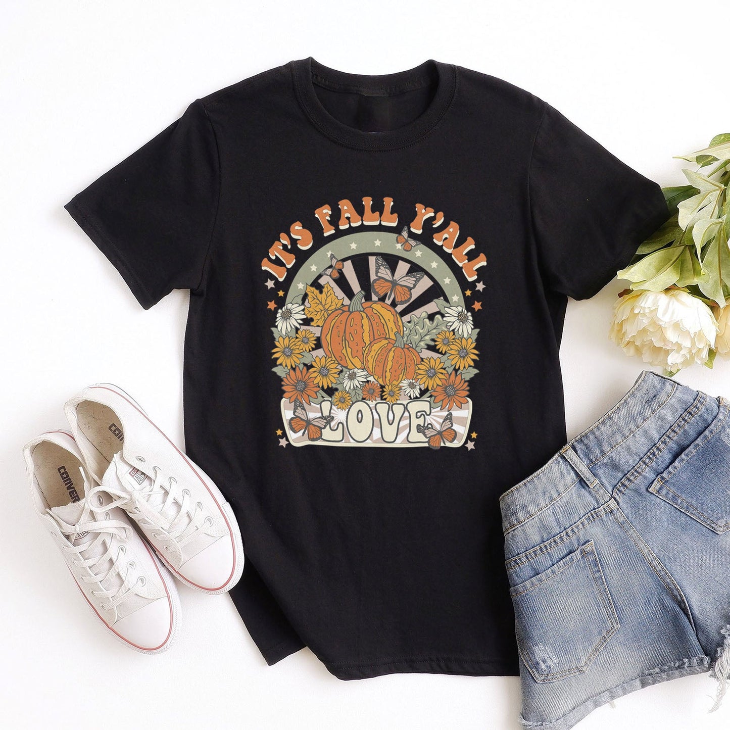 It's Fall Y'all Retro Tee Shirts For Women - Christian Shirts for Women - Religious Tee Shirts