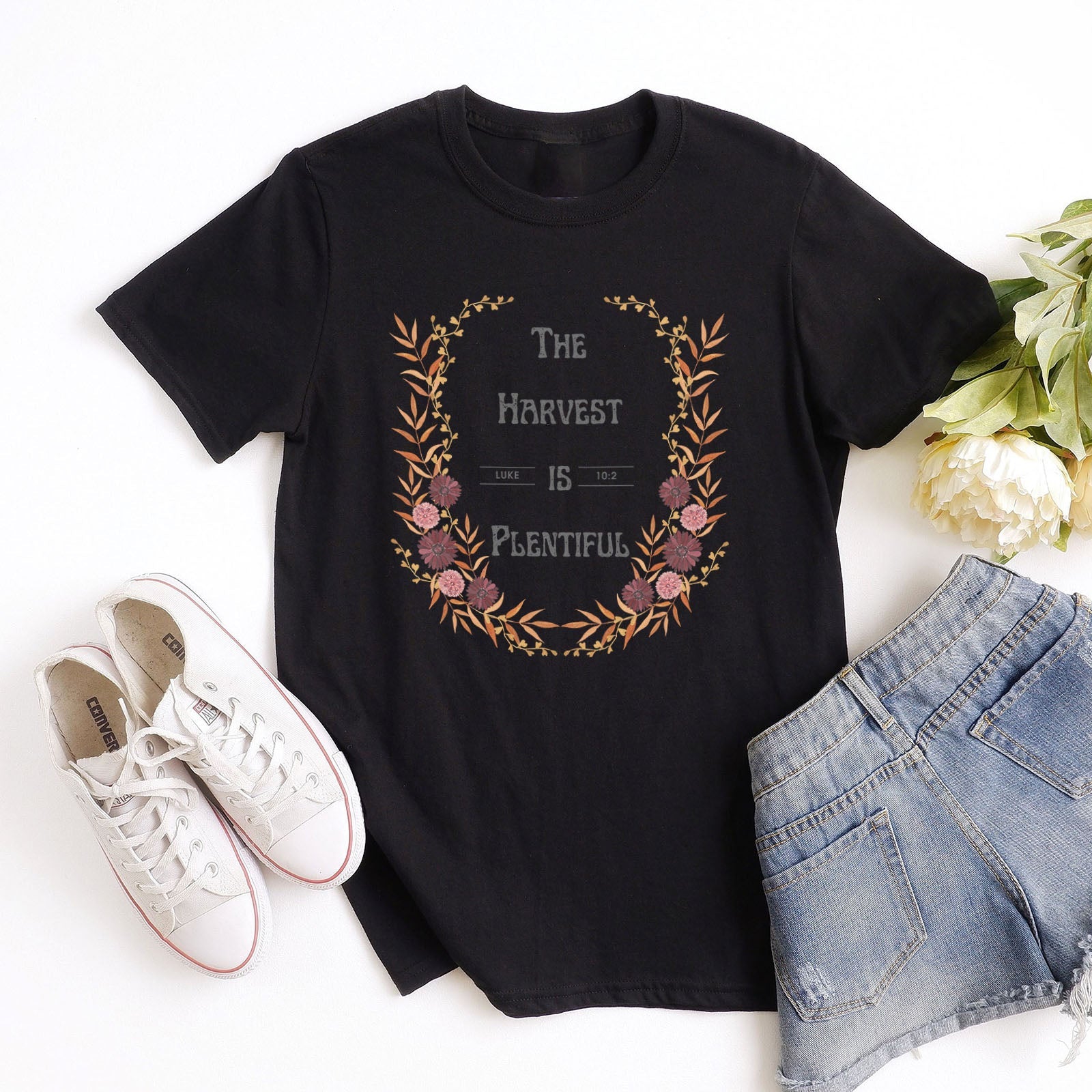 The Harvest is Plentiful Luke 10:2 Tee Shirts For Women - Christian Shirts for Women - Religious Tee Shirts