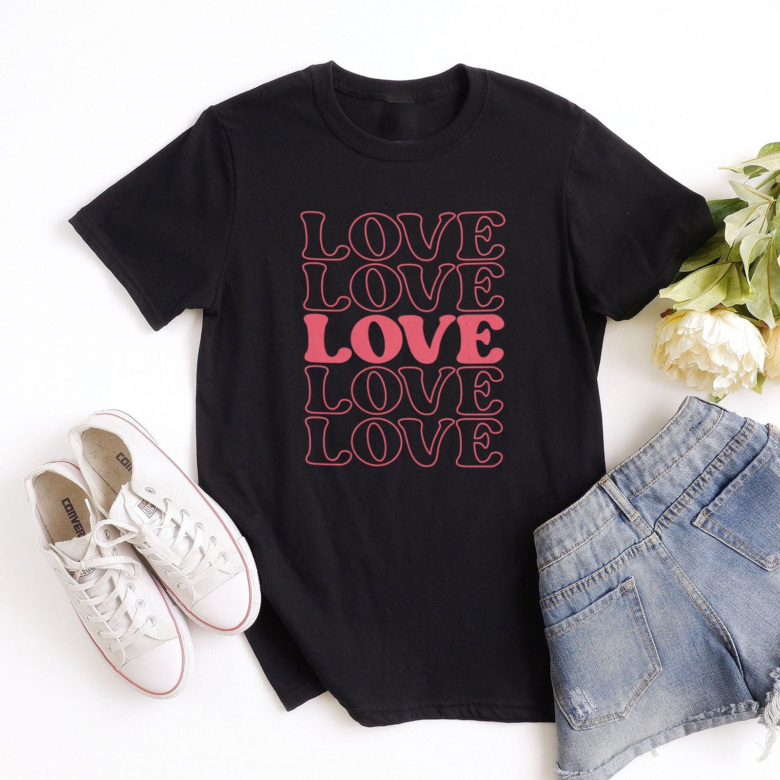 Stacked Love Tee Shirts For Women - Christian Shirts for Women - Religious Tee Shirts