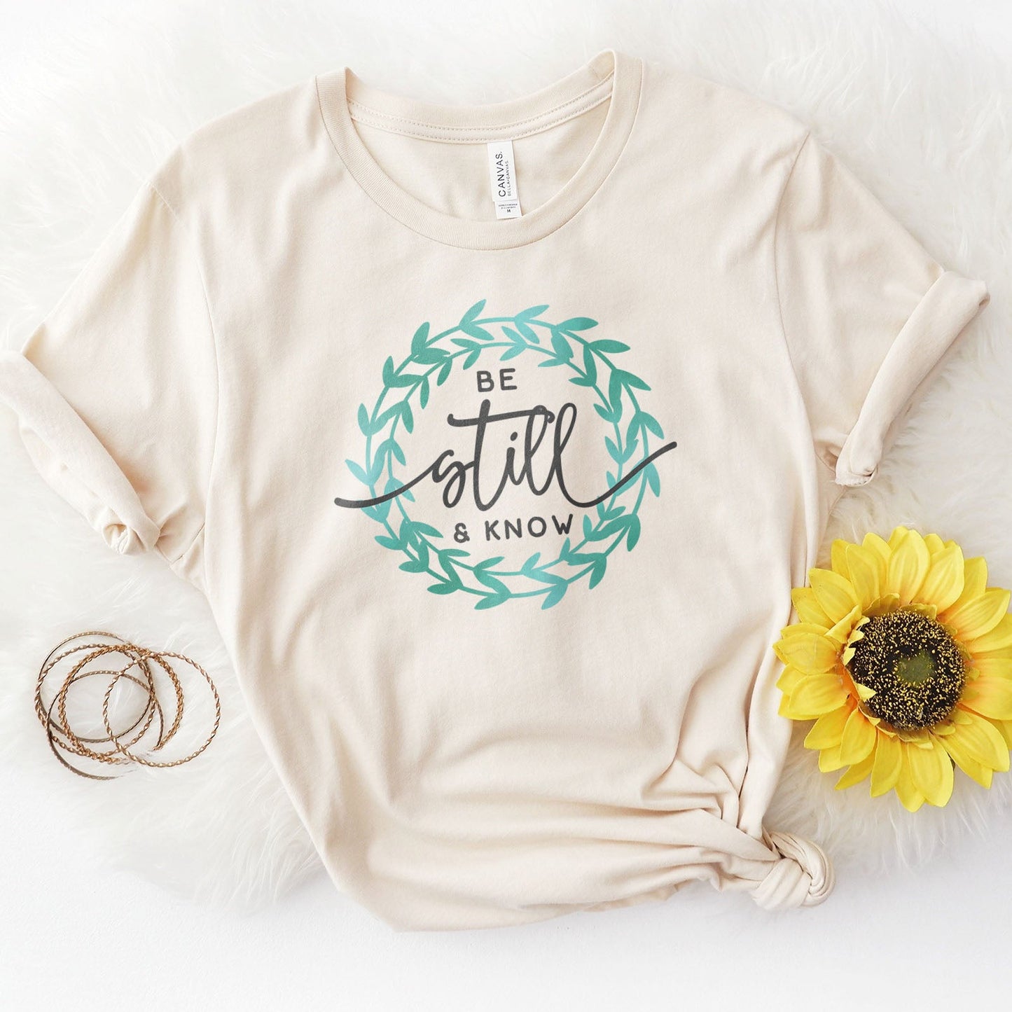Be Still And Know Wreath Tee Shirts For Women - Christian Shirts for Women - Religious Tee Shirts