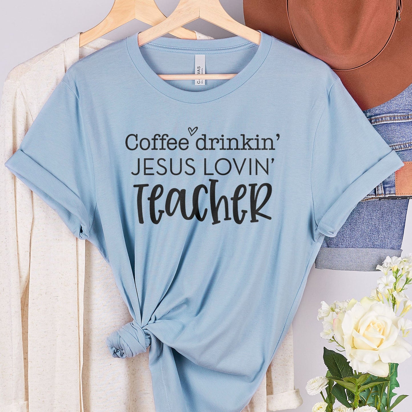 Coffee Drinkin Jesus Lovin Teacher Tee Shirts For Women - Christian Shirts for Women - Religious Tee Shirts