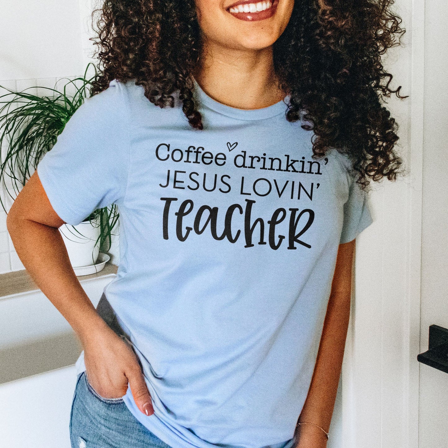 Coffee Drinkin Jesus Lovin Teacher Tee Shirts For Women - Christian Shirts for Women - Religious Tee Shirts