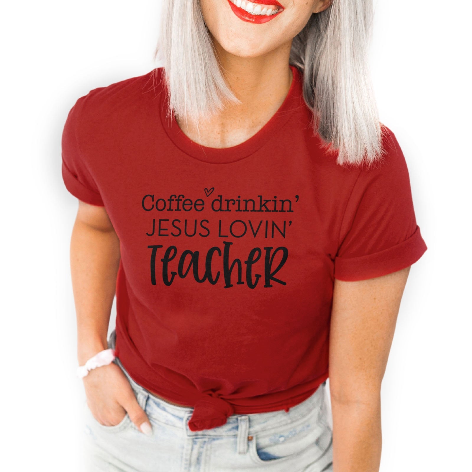 Coffee Drinkin Jesus Lovin Teacher Tee Shirts For Women - Christian Shirts for Women - Religious Tee Shirts