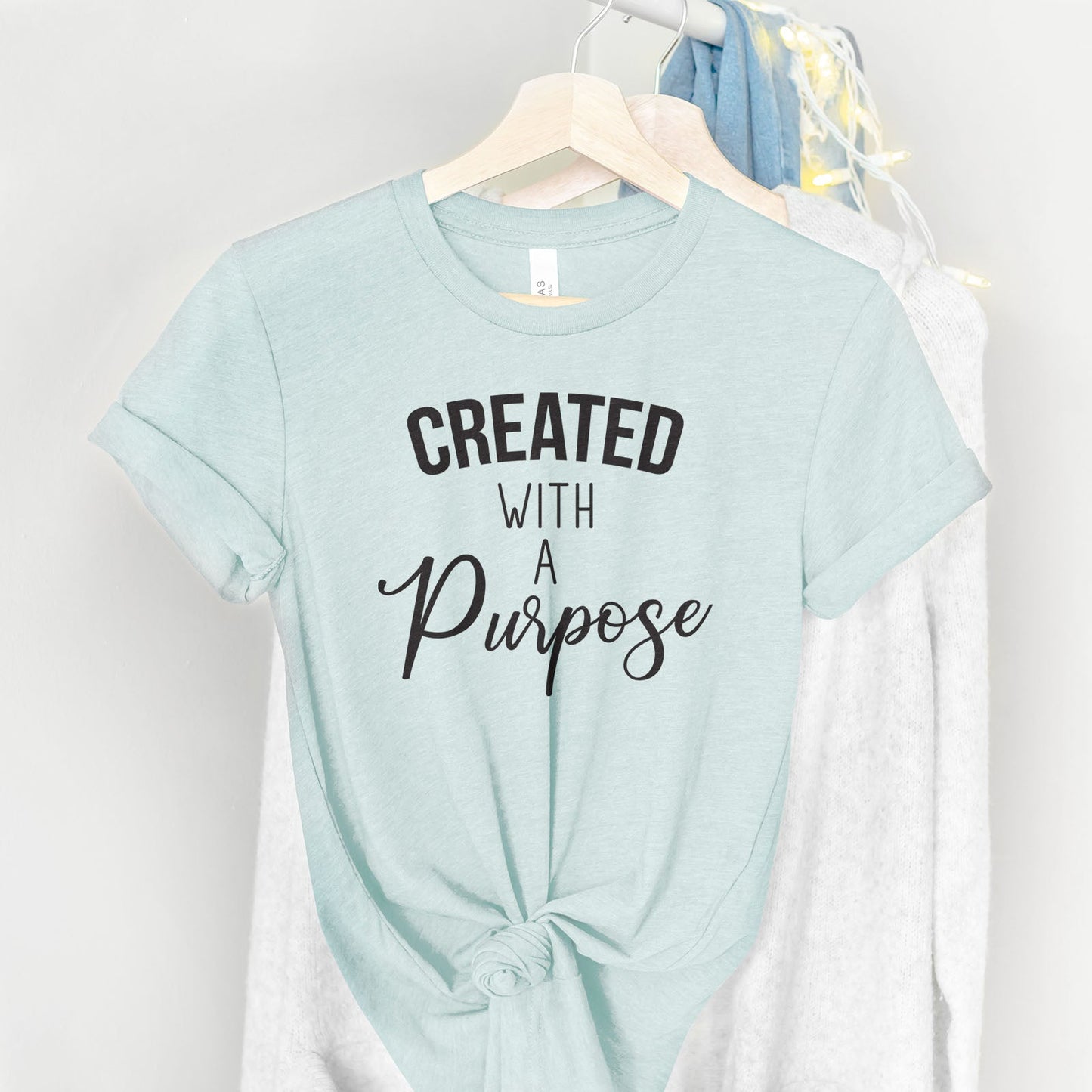 Created With A Purpose Bleach Tee Shirts For Women - Christian Shirts for Women - Religious Tee Shirts