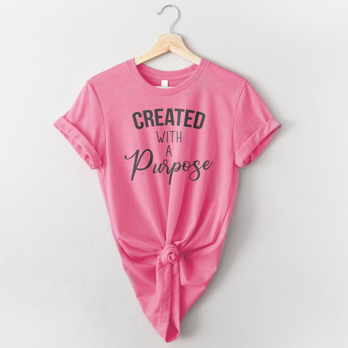 Created With A Purpose Bleach Tee Shirts For Women - Christian Shirts for Women - Religious Tee Shirts