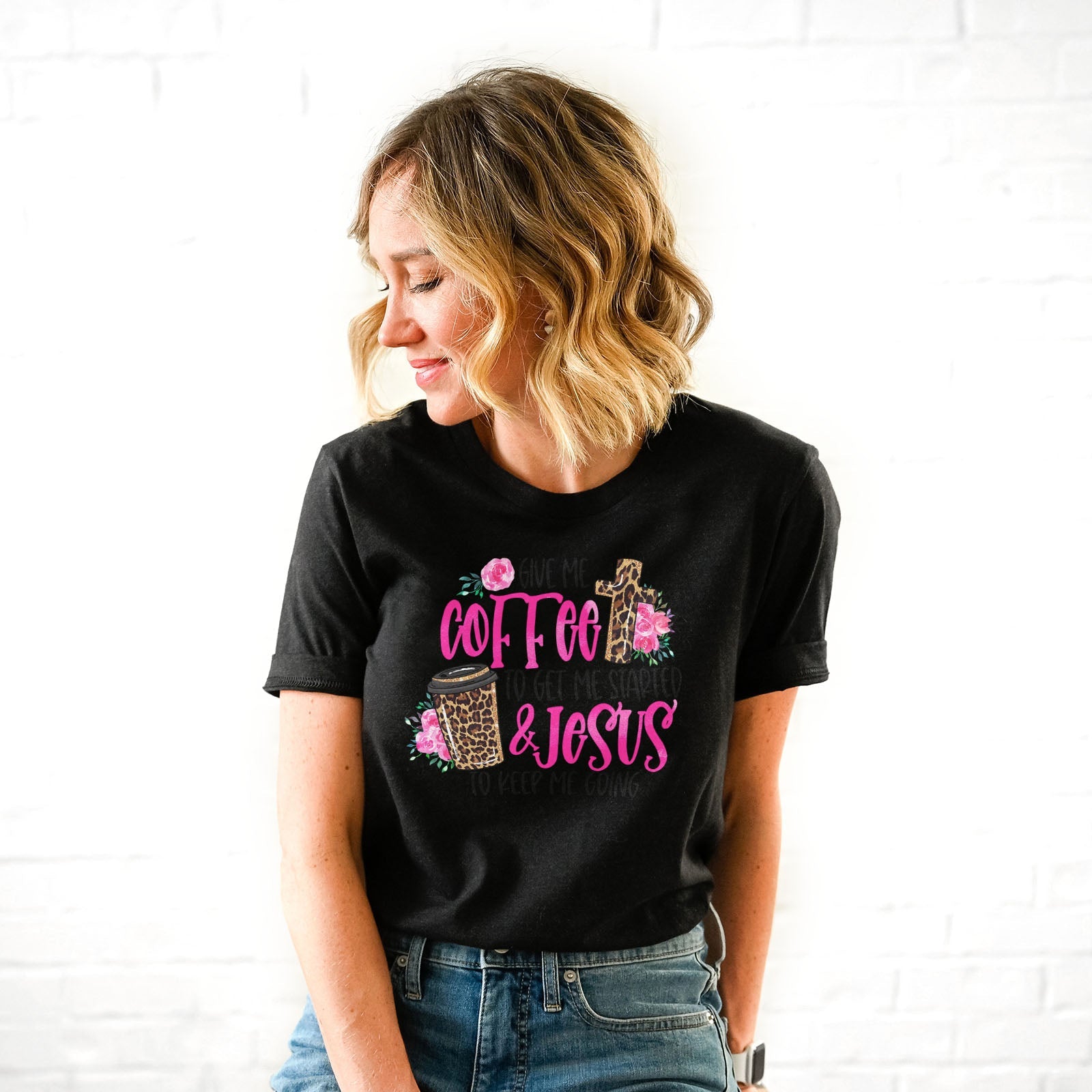 Give Me Coffee To Get Me Started and Jesus to Keep Me Going Tee Shirts For Women - Christian Shirts for Women 
