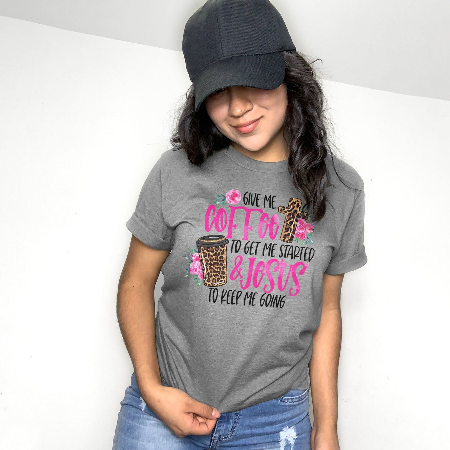 Give Me Coffee To Get Me Started and Jesus to Keep Me Going Tee Shirts For Women - Christian Shirts for Women 