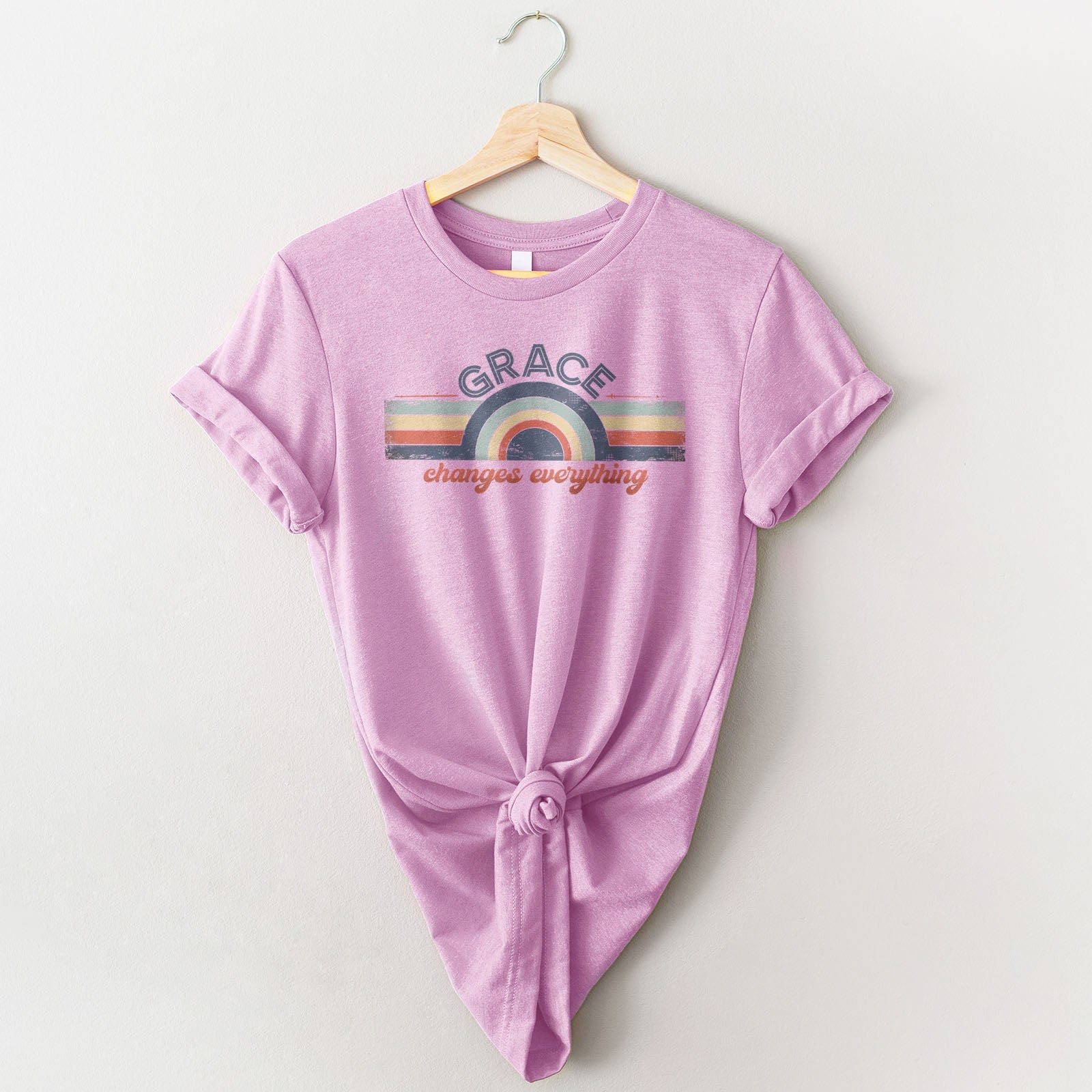 Retro Grace Changes Everything Tee Shirts For Women - Christian Shirts for Women - Religious Tee Shirts