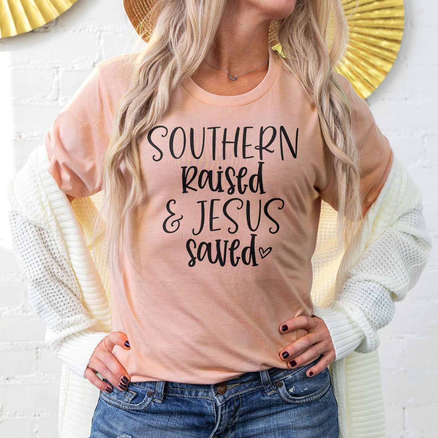 Southern Raised And Jesus Saved Tee Shirts For Women - Christian Shirts for Women - Religious Tee Shirts