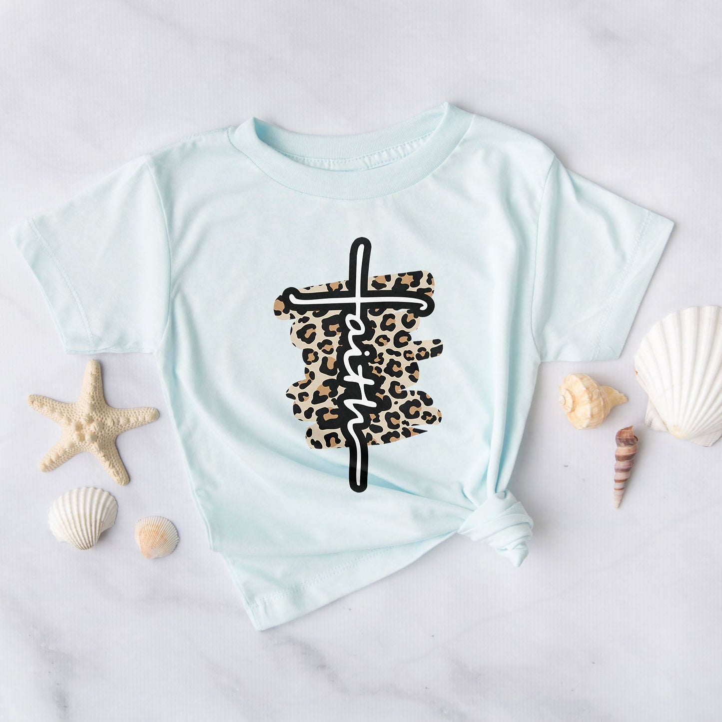 Faith Cross Leopard Tee Shirts For Women - Christian Shirts for Women - Religious Tee Shirts
