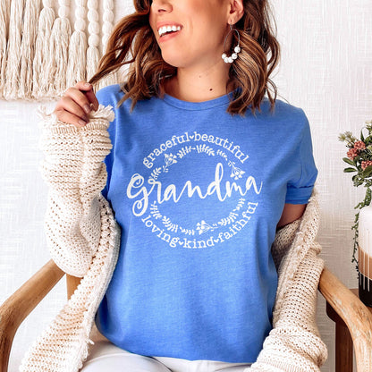Grandma Loving Kind Faithful Graceful Tee Shirts For Women - Christian Shirts for Women - Religious Tee Shirts