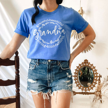 Grandma Loving Kind Faithful Graceful Tee Shirts For Women - Christian Shirts for Women - Religious Tee Shirts