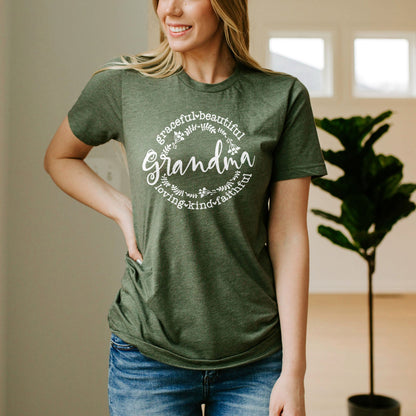 Grandma Loving Kind Faithful Graceful Tee Shirts For Women - Christian Shirts for Women - Religious Tee Shirts