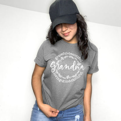 Grandma Loving Kind Faithful Graceful Tee Shirts For Women - Christian Shirts for Women - Religious Tee Shirts