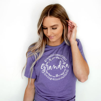 Grandma Loving Kind Faithful Graceful Tee Shirts For Women - Christian Shirts for Women - Religious Tee Shirts