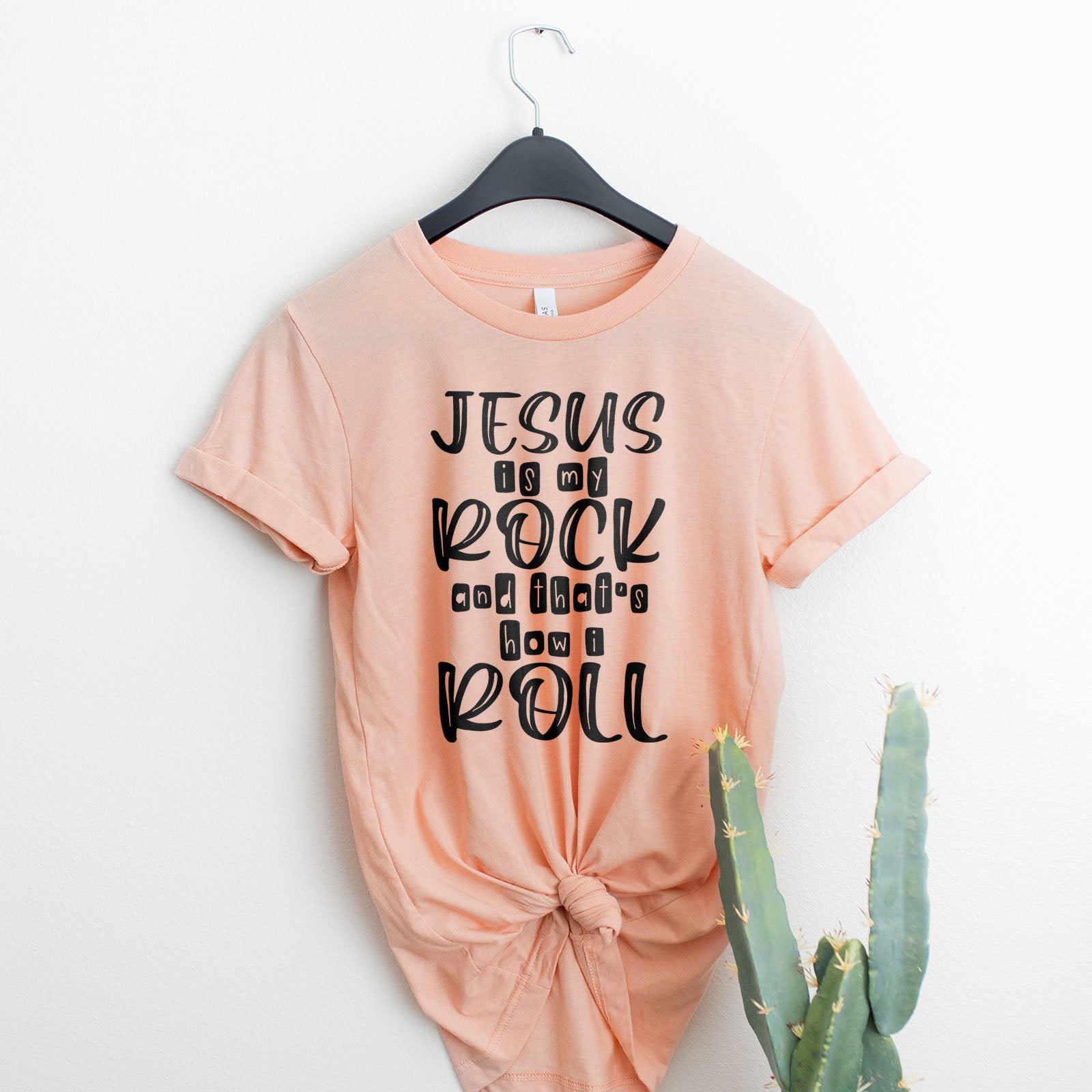 Jesus Is My Rock Tee Shirts For Women - Christian Shirts for Women - Religious Tee Shirts